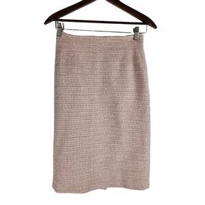 NEW Max Mara Tweed Metallic Virgin Wool Suit Skirt Pink Size 4